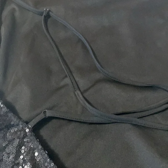 Sequins black cross back straps Dress Size L NWOT - Picture 11 of 11